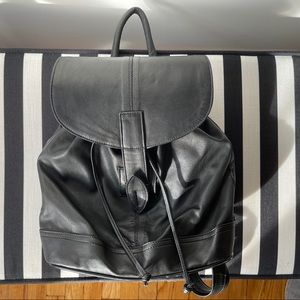 Handmade Real Leather Black Backpack